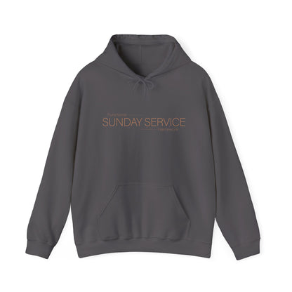 Sunday Service Hoodie - Charcoal with orange font
