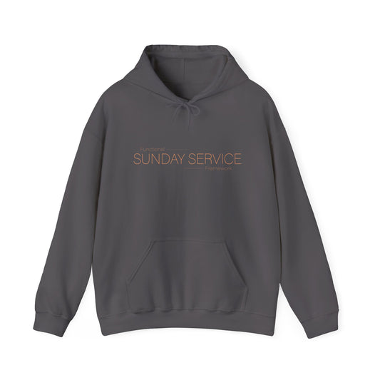 Sunday Service Hoodie - Charcoal with orange font
