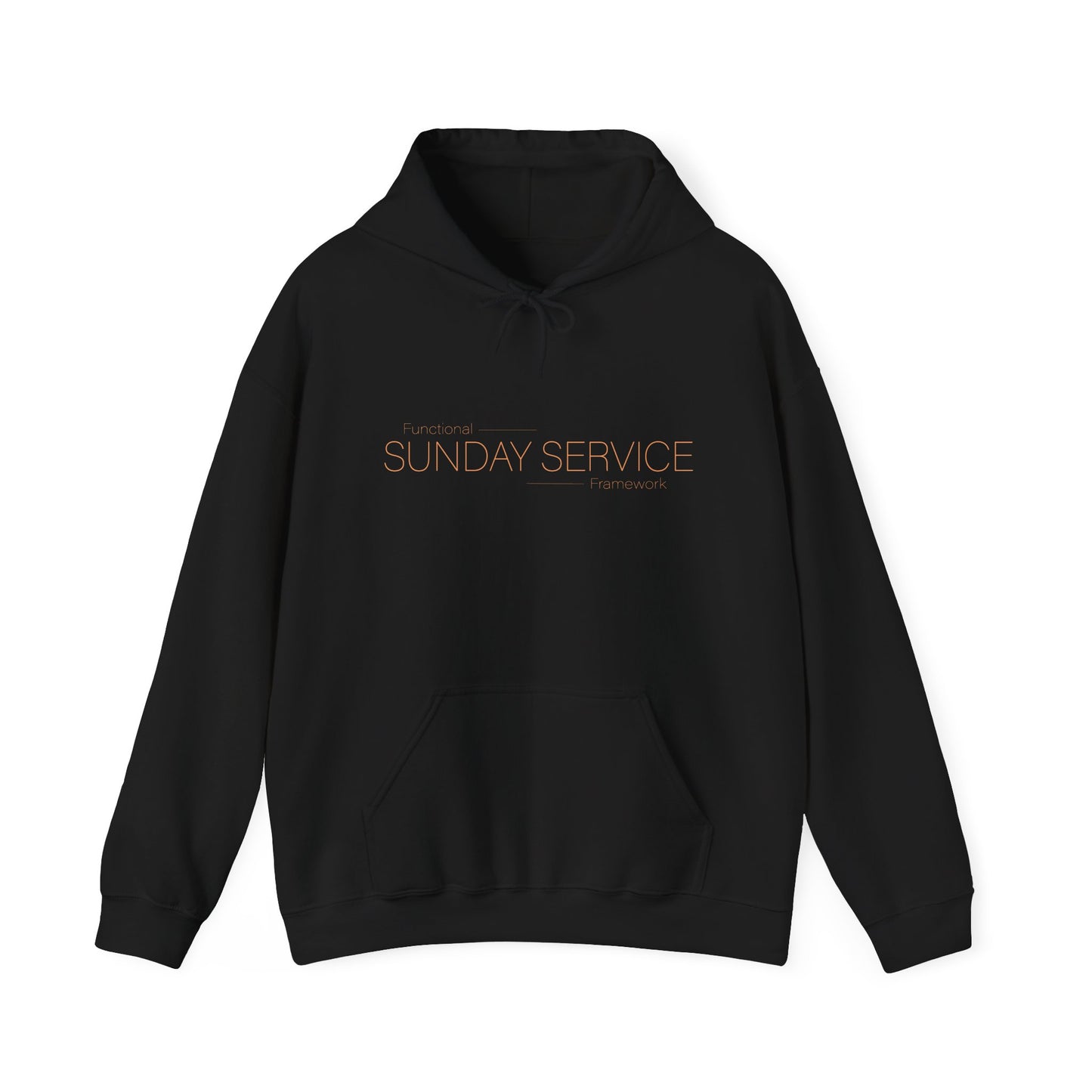 Sunday Service Hoodie - Black with orange font