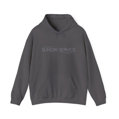 Sunday Service Hoodie - Charcoal with blue font
