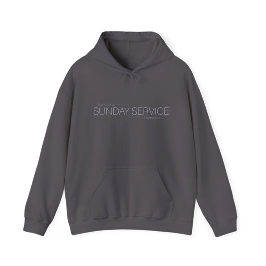 Sunday Service Hoodie - Charcoal with blue font